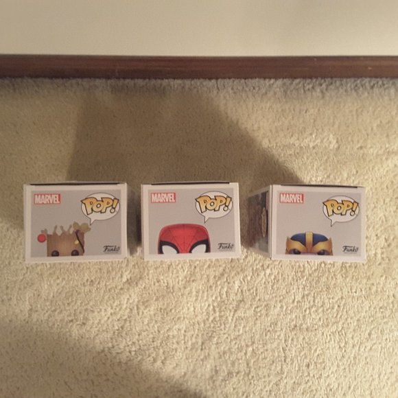 Holiday Funko Marvel lot of 3 Groot Spider-Man and Thanos - Picture 8 of 9